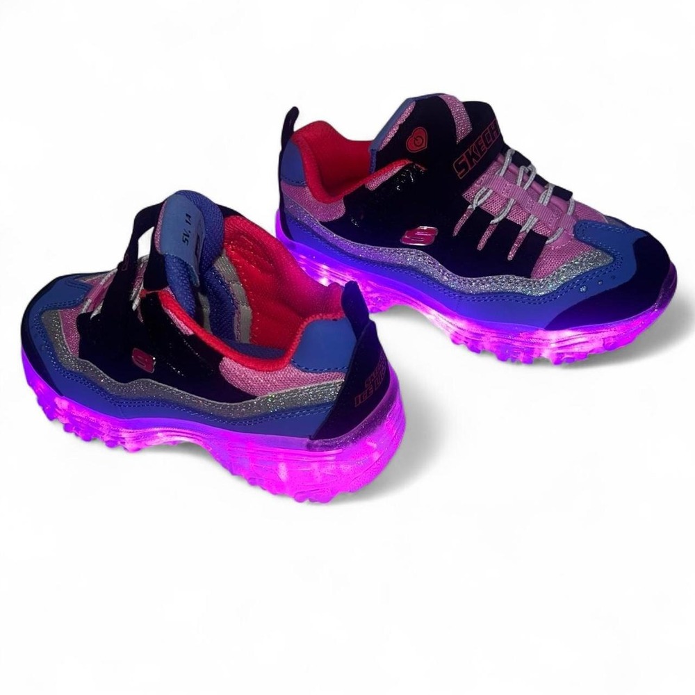 Skechers S Lights Ice D'Lites  Rechargeable Light Up Sneakers Kids Size 1